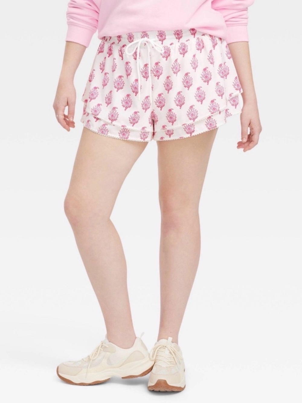 Roller Rabbit x Target Pink Block Print Ruffle Lounge Shorts XS NWT